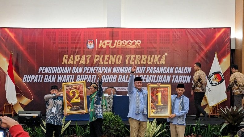 Pilkada Kabupaten Bogor: Rudy-Jaro Ade Nomor Urut 1, Bayu-Kang Mus Nomor Urut 2