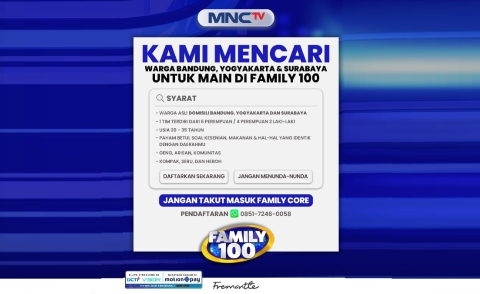 Makin Heboh dan Banyak Kejutan, Family 100 Kini Hadirkan Bintang-Bintang Spesial sebagai Kapten Tim