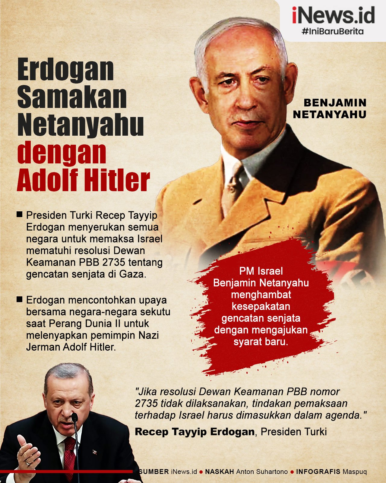 Infografis Erdogan Samakan Netanyahu dengan Adolf Hitler