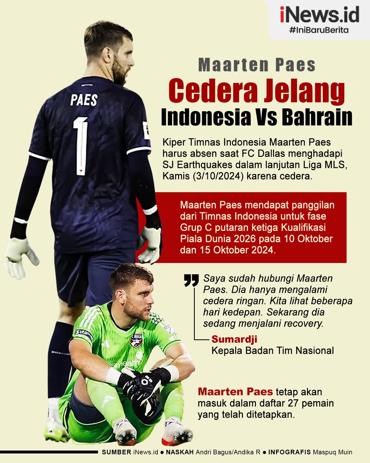 Infografis Maarten Paes Cedera Jelang Timnas Indonesia Vs Bahrain