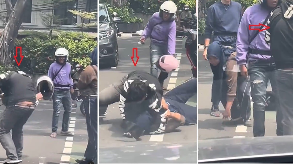 Sadis! Pemotor Ini Banting Pacar di Tengah Jalan, Warga Kaget: Di Tempat Umum Berani Gitu