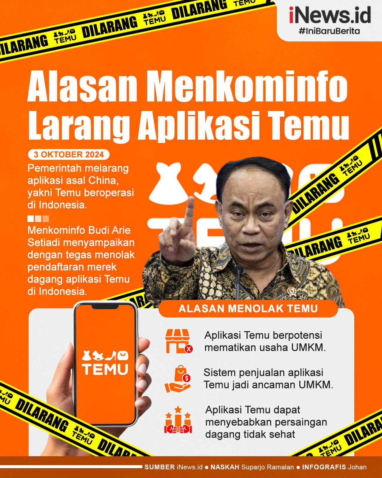 Infografis Alasan Menkominfo Larang Aplikasi Temu asal China Masuk RI