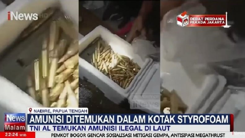 Prajurit TNI AL Temukan 178 Amunisi Ilegal dalam Kotak Styrofoam di Tengah Laut Nabire