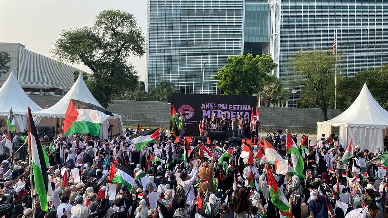 Aksi Bela Palestina di Jakarta, Massa Kritik Standar Ganda Amerika Serikat