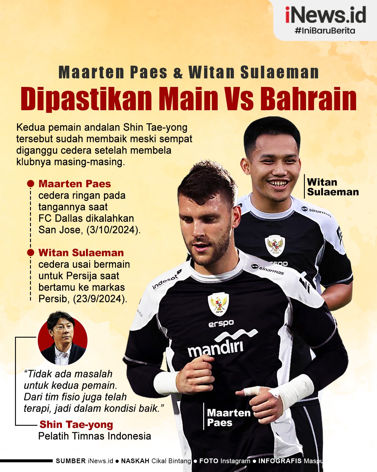 Infografis Maarten Paes dan Witan Sulaeman Dipastikan Main Vs Bahrain