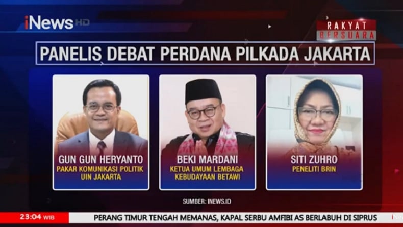 7 Panelis Dilibatkan dalam Debat Perdana Pilgub Jakarta 2024