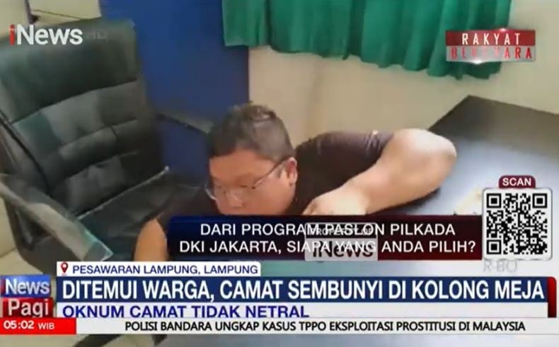 Camat di Lampung Tepergok Bawa APK Ngaku Ketiduran di Kolong Meja