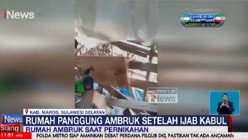 Rumah Panggung di Maros Ambruk usai Prosesi Ijab Kabul, Pengantin dan Tamu Panik