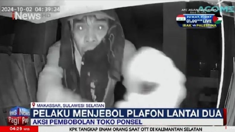 Terekam CCTV Detik-Detik Pencuri Bobol Konter HP di Makassar, Langsung Ditangkap Polisi