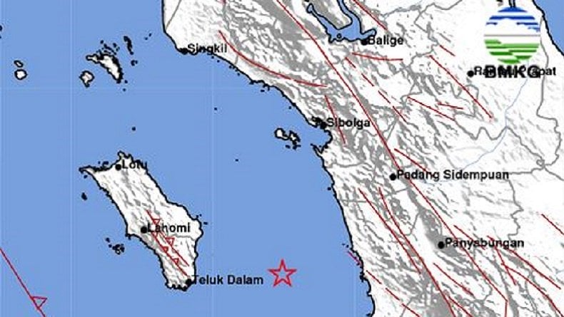 Gempa Hari Ini M4,0 Guncang Tapteng, BMKG: Dipicu Aktivitas Megathrust