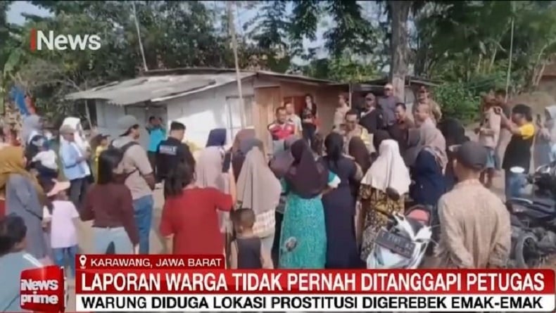 Emak-Emak di Karawang Ngamuk Bongkar Warung Remang-Remang Tempat Prostitusi