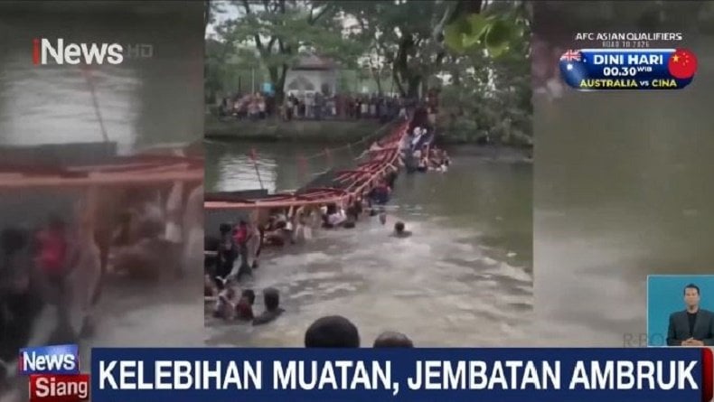 Detik-Detik Jembatan Ambruk di Taman Cadika Medan, Puluhan Pengunjung Histeris