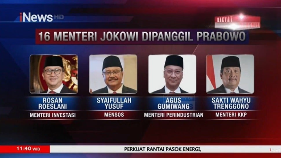 16 Menteri Jokowi Dipanggil Prabowo, Ini Nama-Namanya