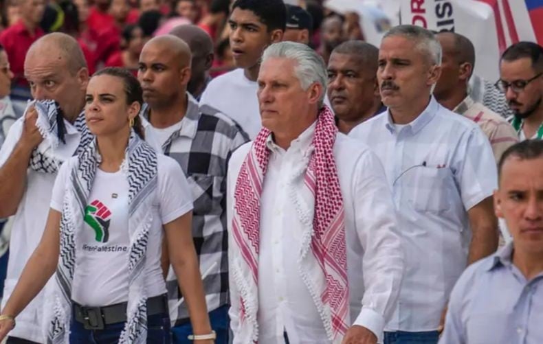 Presiden Kuba Miguel Diaz-Canel Pimpin Demonstrasi Pro-Palestina di Depan Kedubes AS