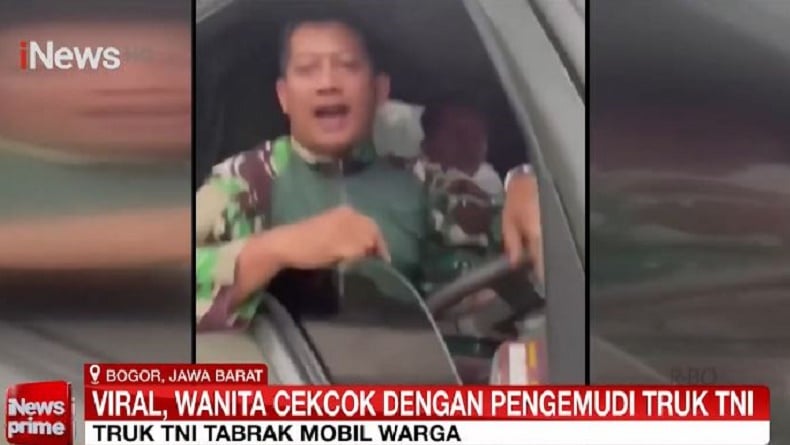 Viral Cekcok Wanita dengan Prajurit gegara Mobil Diseruduk Truk TNI