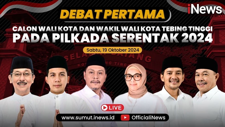 Link Live Debat Perdana Pilkada Kota Tebingtinggi 2024, Saksikan di iNews Sumut