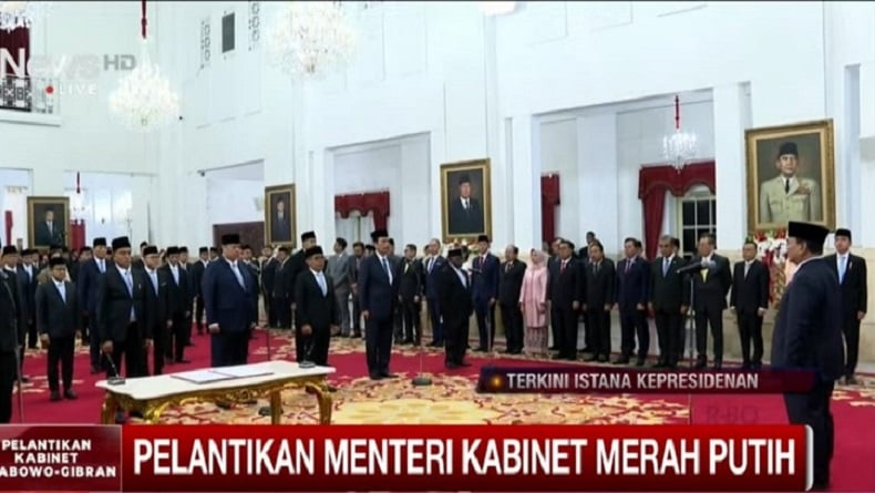 Sah! Presiden Prabowo Lantik Menteri Kabinet Merah Putih