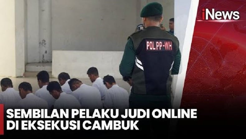 Ditangkap Main Judi Online di Warung Kopi, 9 Warga Banda Aceh Dihukum Cambuk