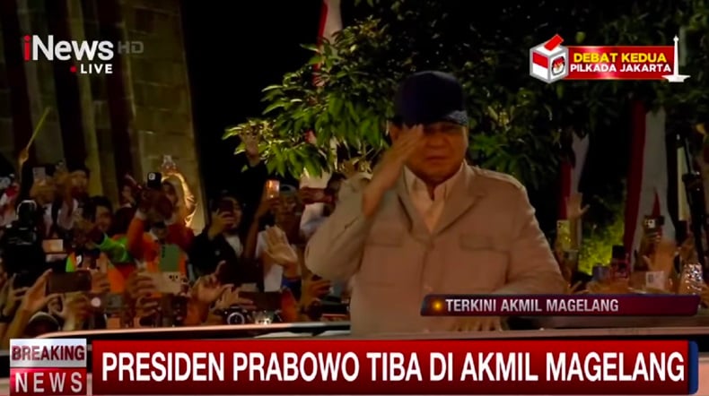 Prabowo Tiba di Akmil Magelang jelang Pembekalan Menteri Kabinet Merah Putih