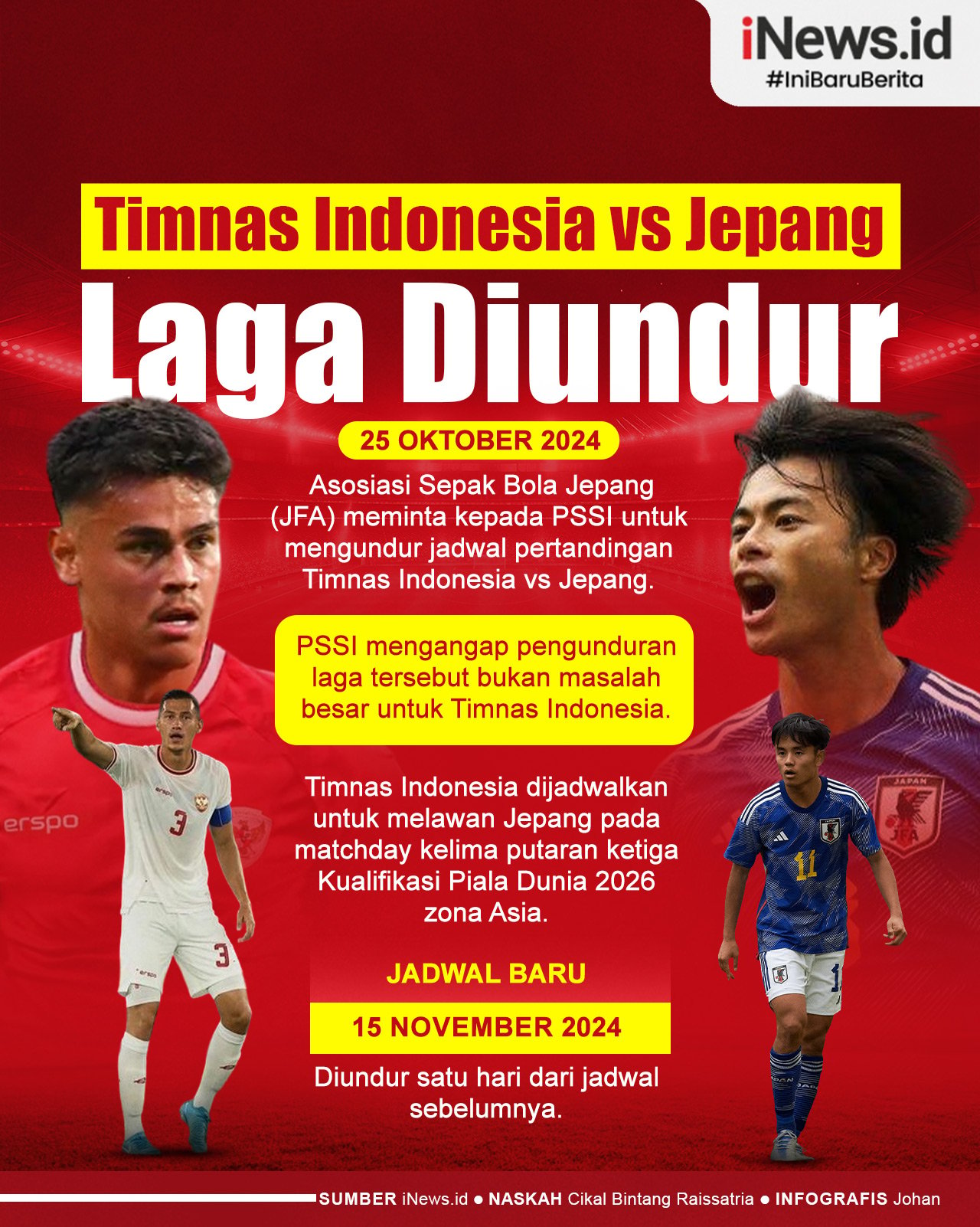 Infografis Laga Timnas Indonesia vs Jepang Diundur