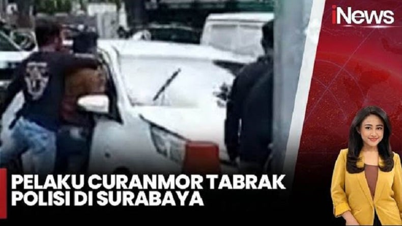 Viral Pelaku Curanmor di Surabaya Tabrak 2 Polisi hingga Terluka saat Penyergapan