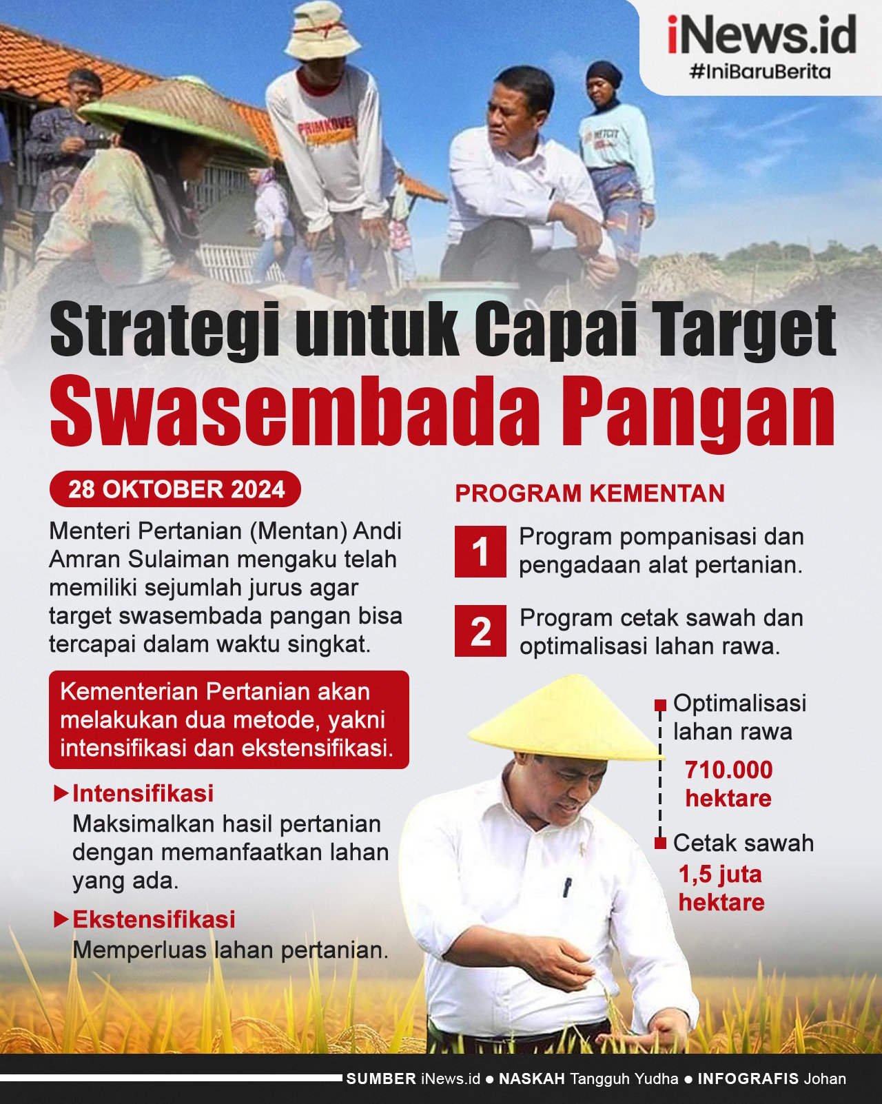 Infografis Mentan Beberkan Strategi untuk Capai Target Swasembada Pangan