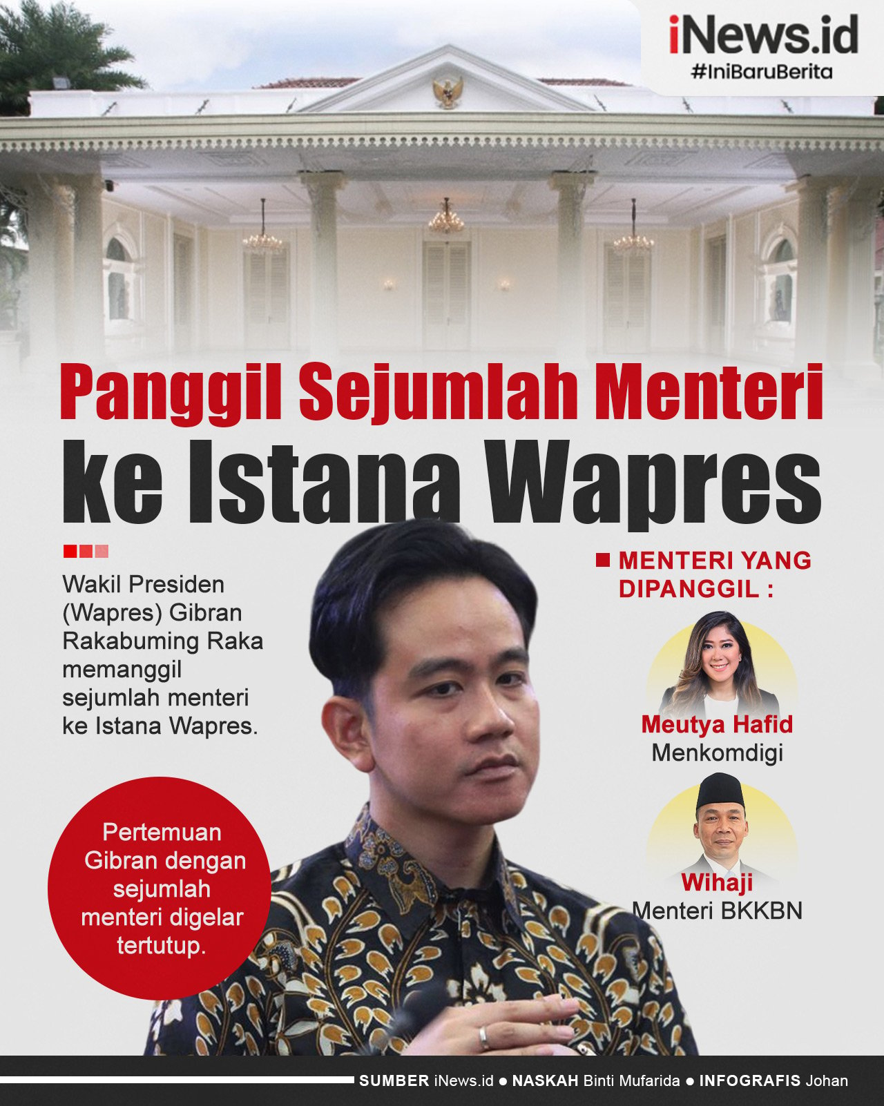 Infografis Gibran Panggil Sejumlah Menteri ke Istana Wapres