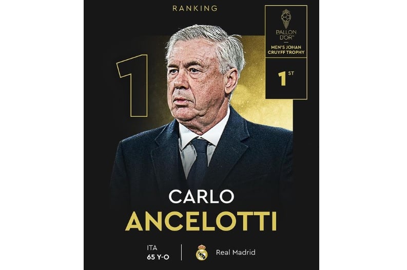 Daftar Lengkap Pemenang Ballon d’Or 2024, Carlo Ancelotti Pelatih Terbaik