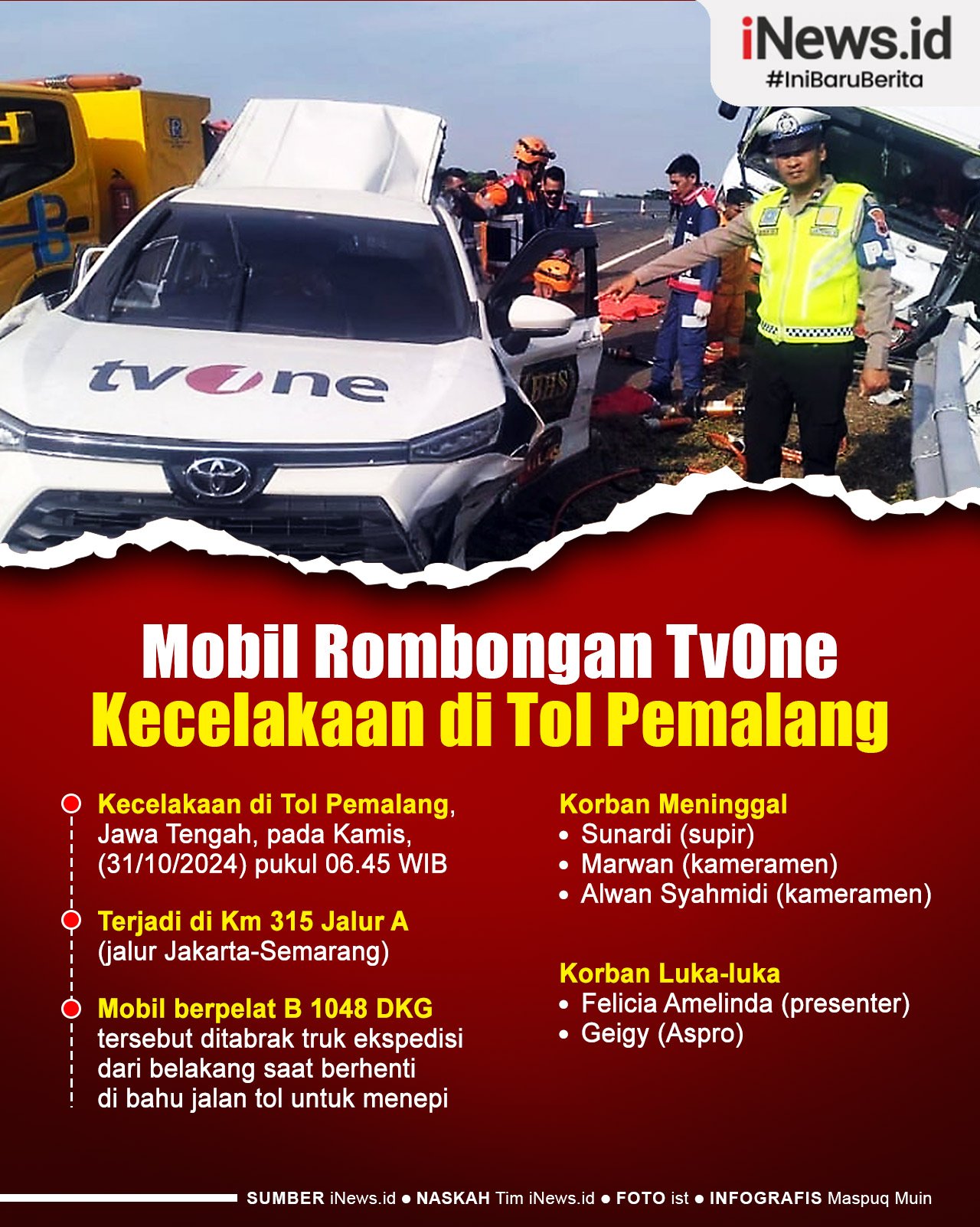 Infografis Mobil Rombongan TvOne Kecelakaan, 3 Orang Meninggal