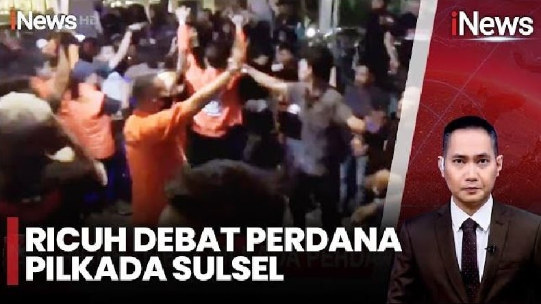 Ricuh Debat Perdana Pilgub Sulsel, Massa Pendukung Saling Dorong hingga Adu Jotos