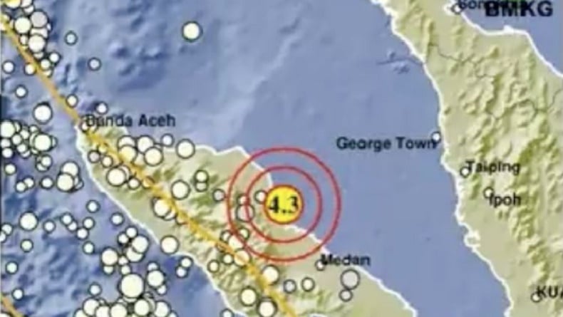 Gempa Hari Ini Magnitudo 4,3 Guncang Aceh Tamiang