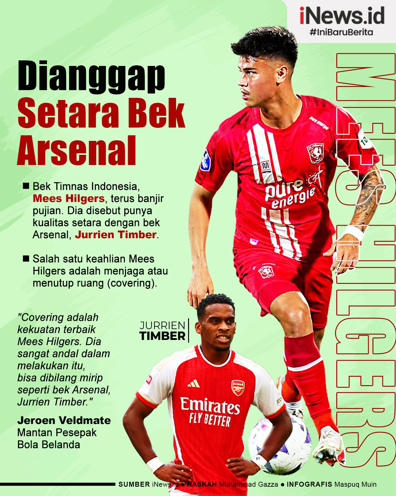 Infografis Kualitas Mees Hilgers Disebut Setara Bek Arsenal