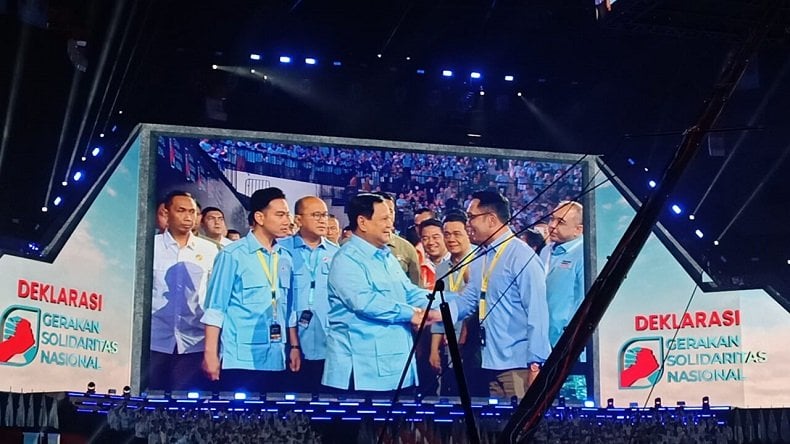 Prabowo-Gibran Kompak Hadiri Deklarasi GSN di Indonesia Arena