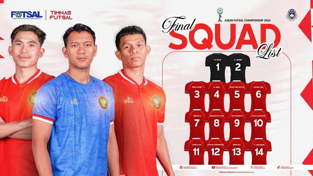 Daftar 14 Pemain Timnas Futsal Indonesia di ASEAN Futsal Championship 2024, Dipimpin Evan Soumilena