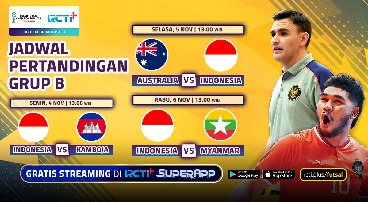 Jadwal dan Link Live Streaming Timnas Futsal Indonesia Vs Kamboja di ASEAN Futsal Championship 2024