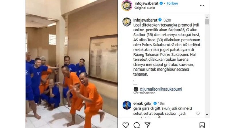 Viral Momen Gunawan Joget Sadbor di Sel Polres Sukabumi, Hibur Sesama Tahanan