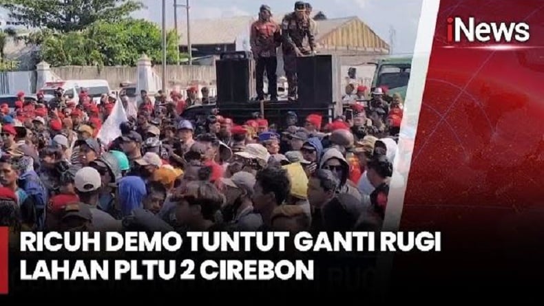 Ricuh Aksi Demo Warga Tuntut Ganti Rugi Lahan PLTU 2 Cirebon