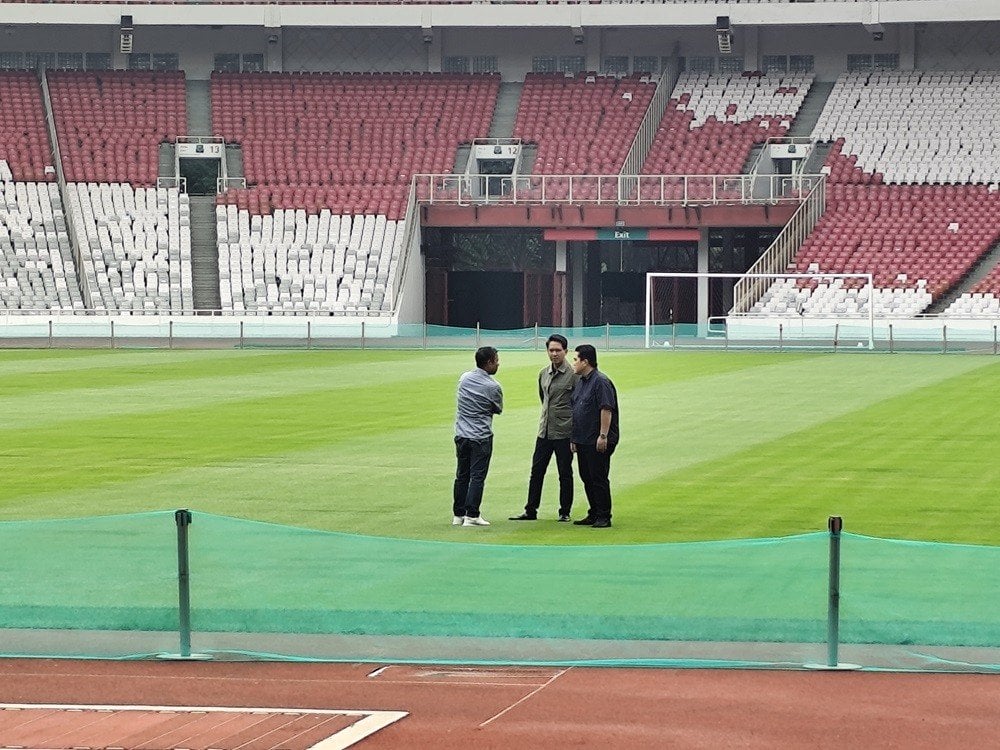 Komentar Erick Thohir usai Cek Kondisi Rumput SUGBK Jelang Timnas Indonesia Vs Jepang