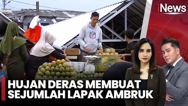 Hujan Deras dan Angin Kencang, 9 Lapak Pedagang di Ciputat Ambruk