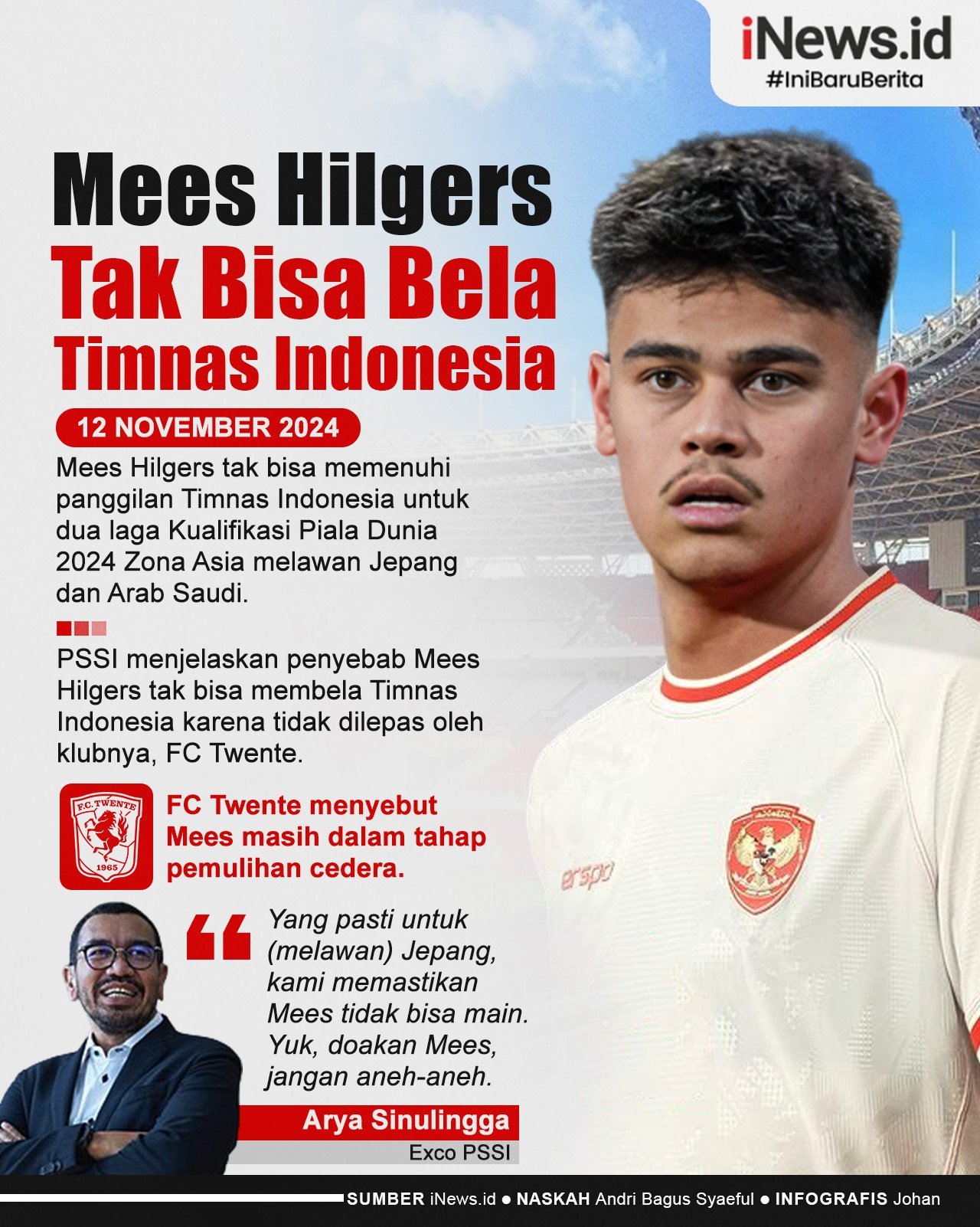 Infografis Mees Hilgers Tak Bisa Bela Timnas Indonesia vs Jepang dan Arab Saudi