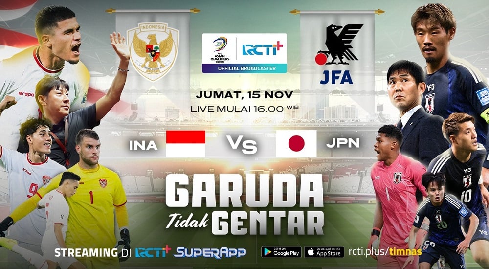 Jadwal dan Link Live Streaming Timnas Indonesia Vs Jepang di Kualifikasi Piala Dunia 2026 Zona Asia