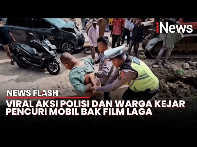 Viral Polisi dan Warga Kejar Pencuri Mobil Seperti Aksi Film Laga