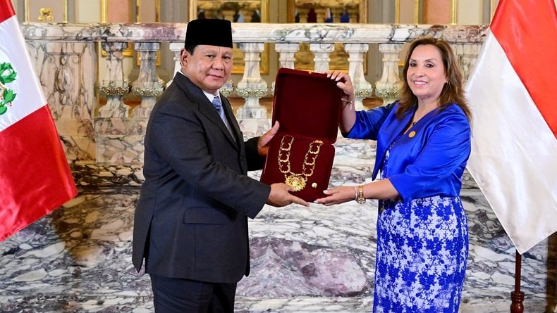 Prabowo Terima Tanda Kehormatan Tertinggi dari Pemerintah Peru