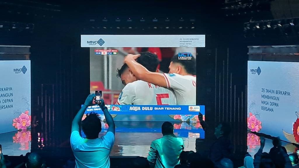 Marselino Ferdinan Cetak Gol, Suasana Nobar Indonesia Vs Arab Saudi di Studio RCTI+ Meriah! 