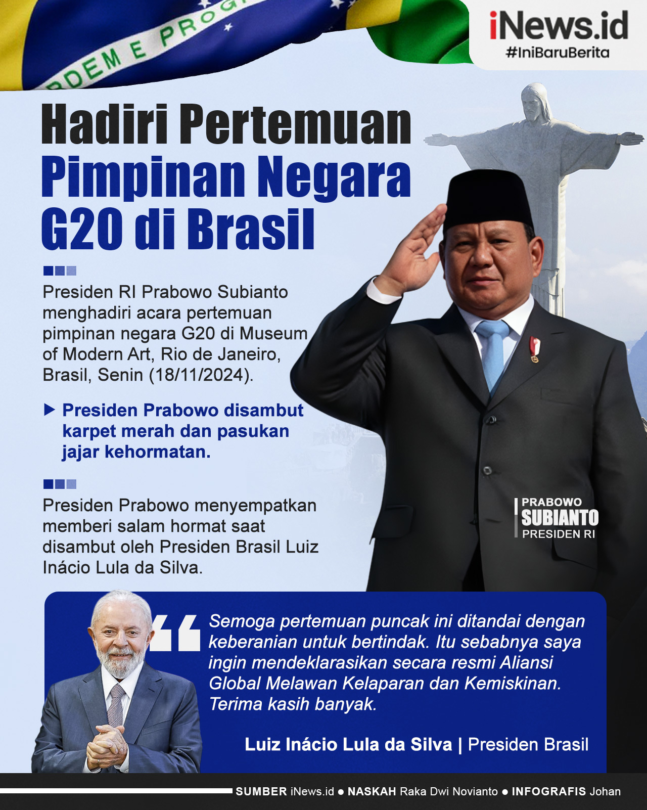 Infografis Prabowo Hadiri Pertemuan Pimpinan Negara G20 di Brasil