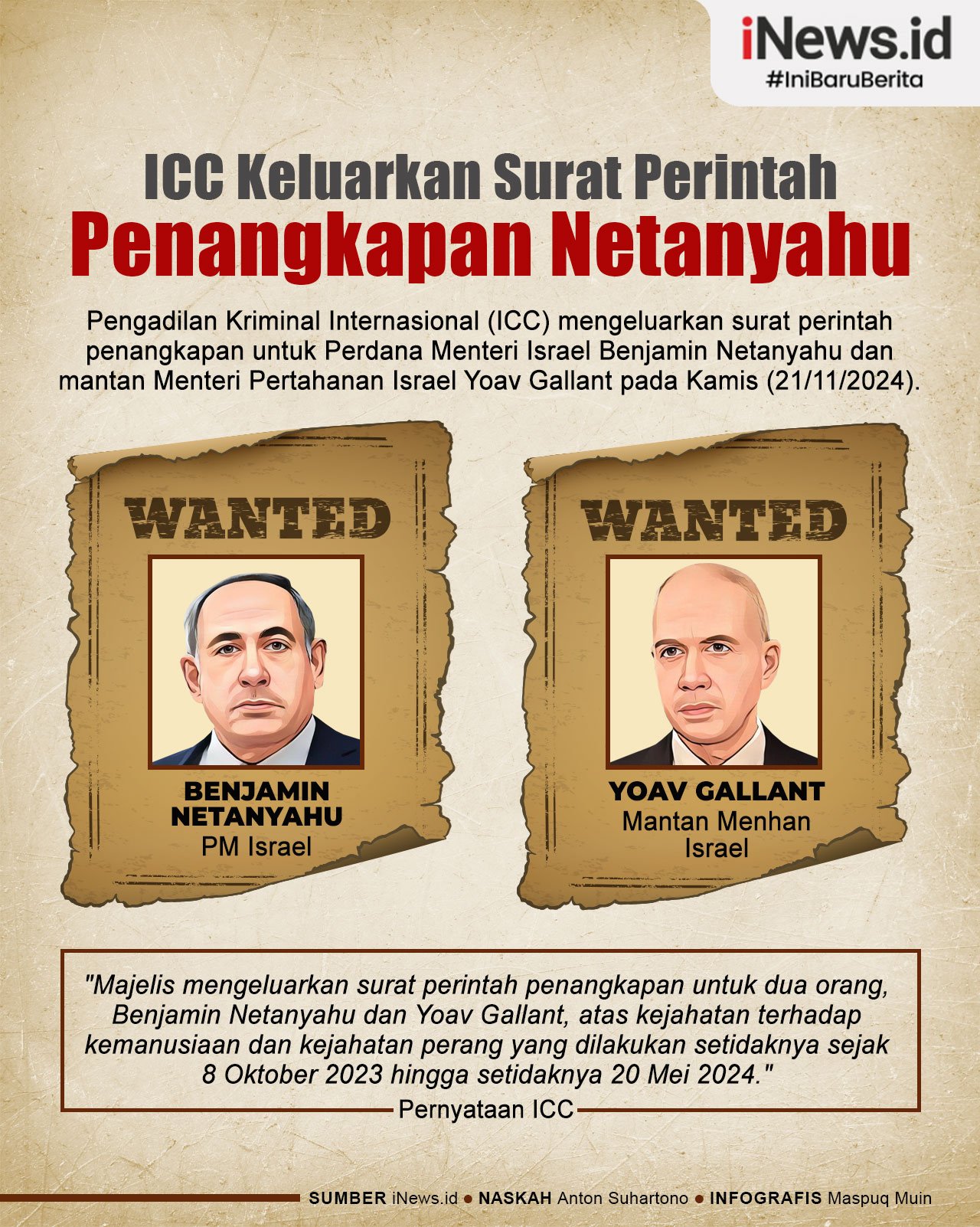 Infografis ICC Keluarkan Surat Perintah Penangkapan Benjamin Netanyahu