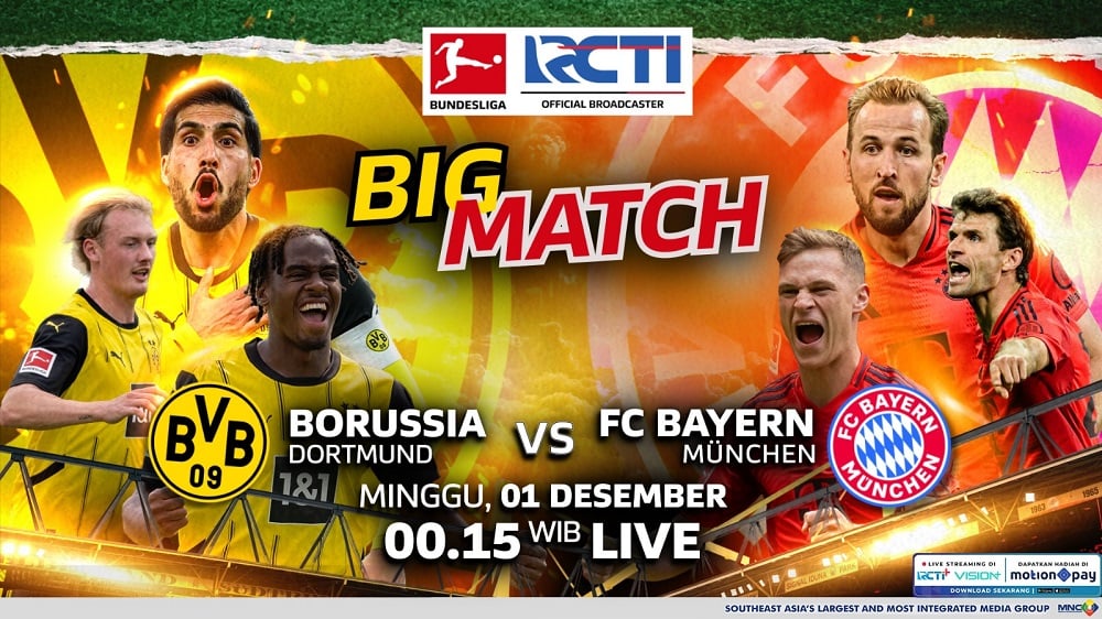 Duel Der Klassiker Dortmund Vs Bayern Munchen Akhir Pekan Ini, Live di RCTI