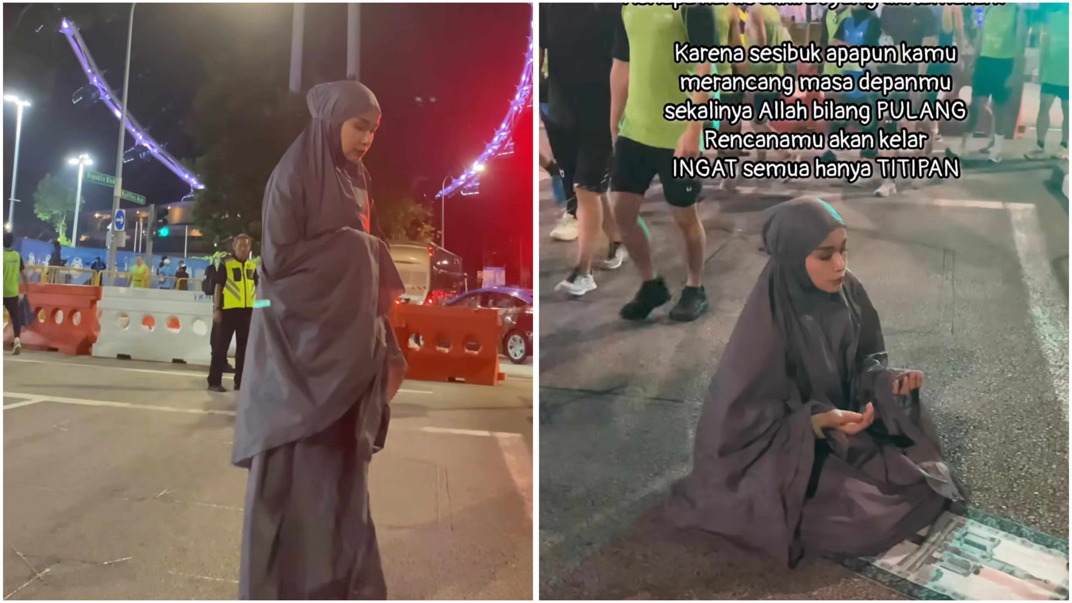 Heboh Soraya Larasati Sholat di Jalanan Singapura, Tuai Pro dan Kontra Netizen