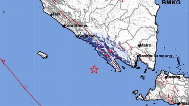 Gempa Hari Ini Magnitudo 4,6 Guncang Pesisir Barat Lampung