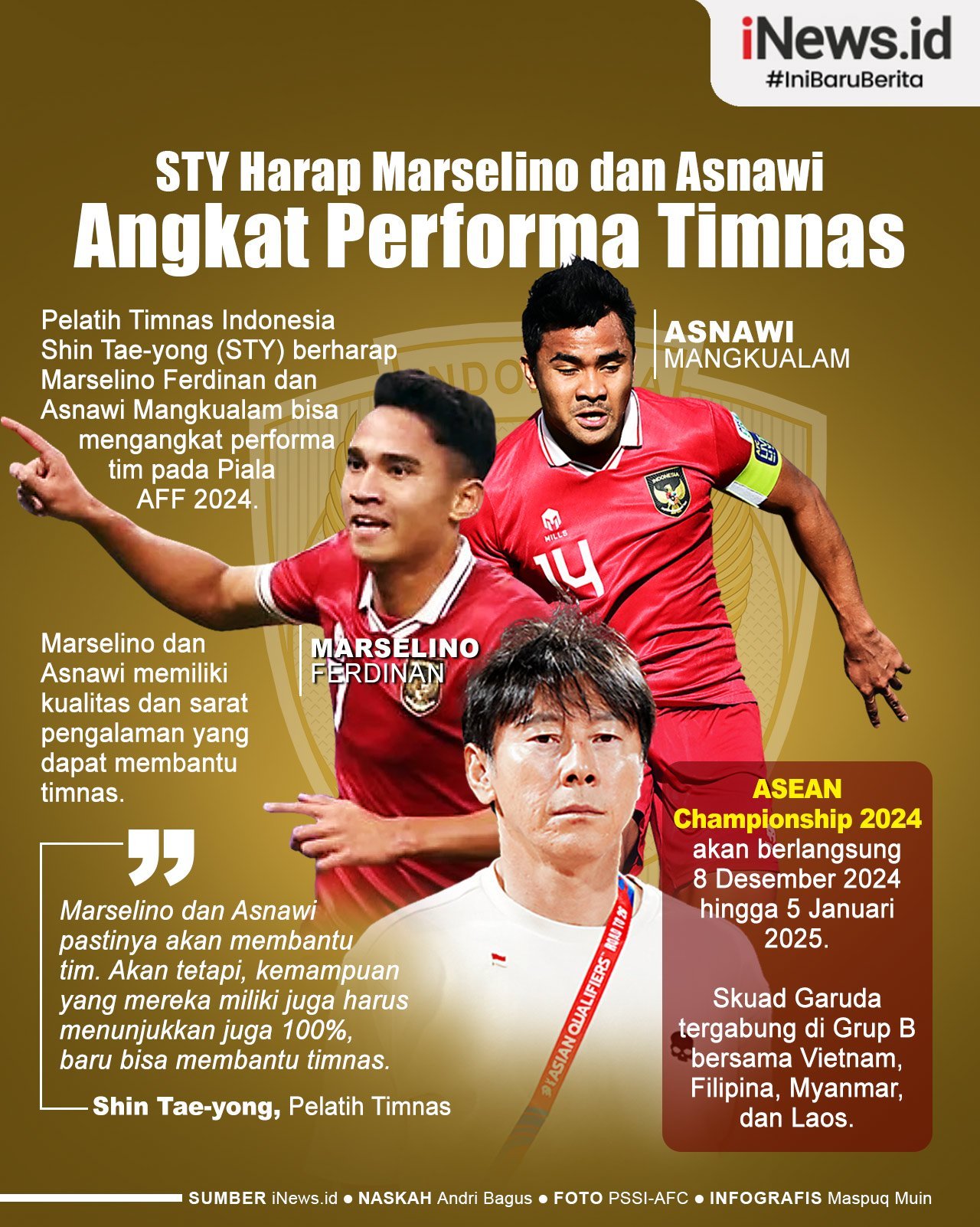 Infografis STY Harap Marselino dan Asnawi Angkat Performa Timnas di Piala AFF